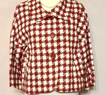 Vintage Rafaella Red & White Houndstooth Blazer, Size M