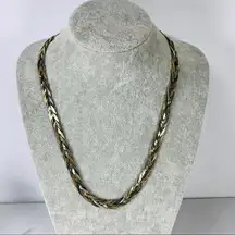 Braided Serpentine Chain Necklace Gold Silver 24"