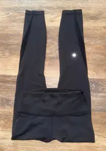 Lululemon Wunder Train Mesh Panel High Rise 25” Black Size 4 NWOT