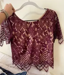 Maroon Lace Crop Top