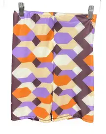 Zara Geometric Print Bike Shorts Purple Orange‎ Size Medium