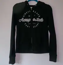 Aeropostale Size M Women's Black Hoodie Jacket Logo 90s Y2K Graphic