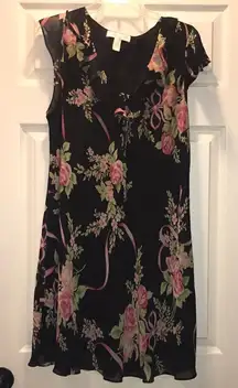 Oscar de la Renta Vintage Black Floral Dress