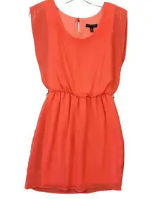 City Triangles Dress Orange Mini Bold Sleeveless Stretch Waist Womens Size S Y2k