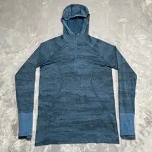 Lululemon Swiftly Speed Pullover 12 Blue Hooded Pullover 1/4 Zip Thumb Holes