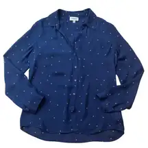 L’AGENCE Silk Navy Starry Button-Up Blouse