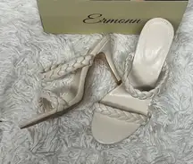 Women's Elegant Cream Braided Heels