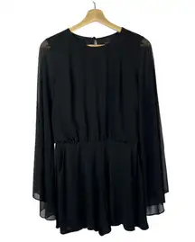 Topshop  Black Bell Sleeve Open Back Long Sleeve Romper 8