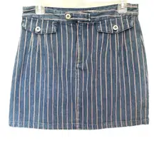 Her Entire Name Says Grace Womens Skirt Size Large Denim Striped Nautical Preppy