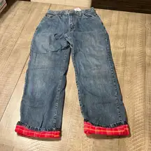 Eddie Bauer Blue Denim Pink Flannel Lined Hi Rise Vintage Jeans Women's