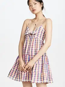 English Factory Gingham Picnic Plaid Mini Dress Size Medium