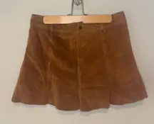 VINTAGE 100% BROWN GENUINE LEATHER Mini‎ Skirt Live A Little Size 10