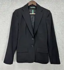 Lauren Ralph Lauren‎ Black Wool Blazer Button Office Interview Womens 2 Capsule
