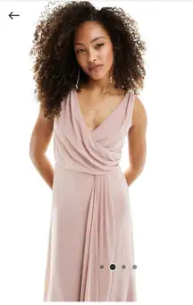 TFNC Bridesmaid chiffon maxi dress with split front in soft pink