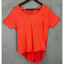 Anthropologie Amadi Top Womens‎ Small Red Tessa T-Shirt High Low Gathered Boho