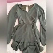 Altar'd State Olive Wrap romper dress