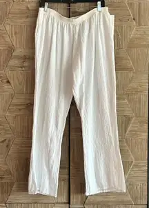 NWT Manta Del Lago Womens Casual Pants Sz 1X White Straight Leg Boho