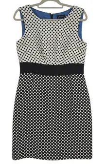 Tahari Arthur S Levine Polka Dot Dress Sz 10 Office Timeless Retro Sheath Career