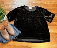 Melloday Women’s Small New Brown Velvet Short Sleeve Crewneck t-shirt Top