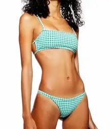 Topshop Green Gingham Bikini Bottoms sz 8