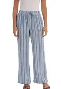 Briggs Blue Striped Linen Pants Medium