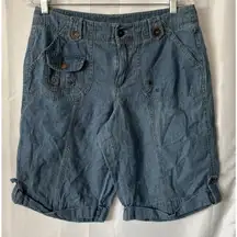 Vintage Y2K Khakis & Co ‎ Size 10 Wide Leg Blue Denim Shorts Bermuda