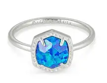 Kendra Scott Davie Silver Band Ring in Royal Blue Kyocera Opal RARE