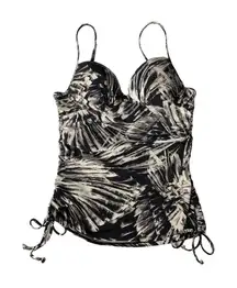 Spanx Tankini Top Small Padded Black White Swimwear Beach Vacation Chic