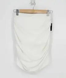 NEW Aritzia TNA Malibu High Rise Ruched Side Mini Skirt in White Women's S