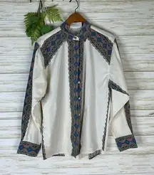 Wrangler Vintage  Western Wear for Women Geometric Southwestern Rodeo Button Down