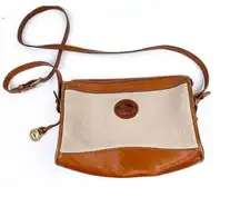 Dooney and Bourke Vintage Ivory and Tan Leather Crossbody Bag