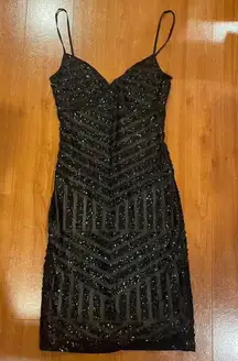 Black Sequin Mini Dress