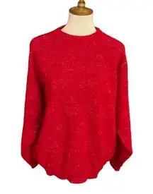 Vtg 80s oversized red sparkly sweater