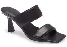 Open Edit Sandals Size 7.5 Qarly Heeled Black Open Square Toe Slip On Heels