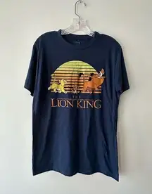 Disney The Lion King Graphic Print Navy Blue Tee Shirt  Simba, Timon, Pumbaa NWT