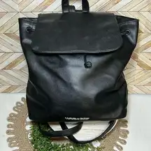 Victoria Secret Faux Leather Drawstring Backpack Black Roomy Travel Everyday Bag