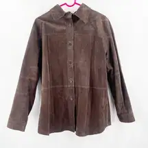 VINTAGE Nygard Shacket Suede Button Down Jacket Size 14 Shirt Western Brown