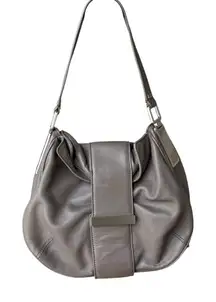 Banana Republic Grayish Taupe Leather Slouchy Hobo Magnetic Clasp Bag