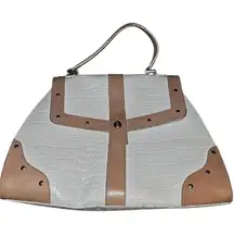 Claudia Firenze  Embossed Croc Handbag Italian Leather White