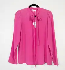 NWT  Fuchsia Pink Sheer Tie Front Top Size 42 / 6
