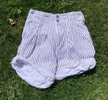 UO Mack Striped Pleated High-Waisted Trouser Shorts