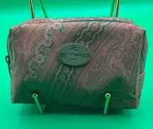 A HTF Rare ETRO Profumi small Makeup Canvas/leather Makeup Zip Coin Purse Bag