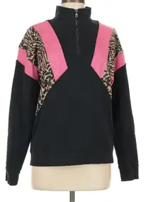 Beach Riot Maxine Half Zip Armour Leopard Sweatshirt Pullover size Medium