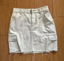 Hollister White cargo Denim skirt