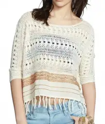 Free People Fringed Crochet Macrame Top 