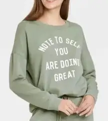 Zoe + Liv Women's Note to Self Graphic Soft Cozy Athleisure Long Sleeves SZ L