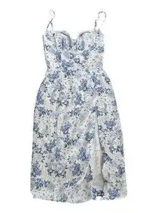 No Brand - Boho Floral Spaghetti Strap Sundress in White & Blue