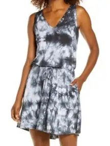 Sweaty Betty Take It Easy drawstring waist dress black tie dye XS comfy casual