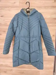 Women’s XL Teal Hooded Mid Length Puffer Coat