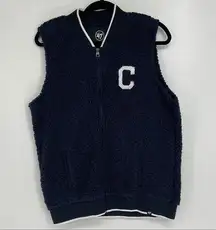 47 NAVY BLUE & WHITE FULL ZIP SHERPA VEST LARGE